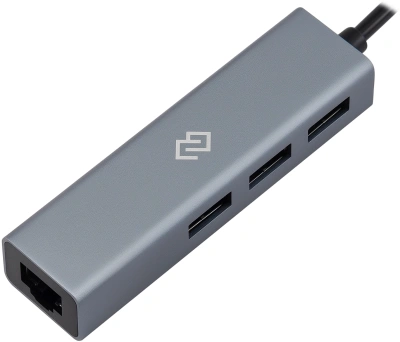 Разветвитель USB-C + USB-A Digma DHUB-LAN-4port 4порт. серебристый