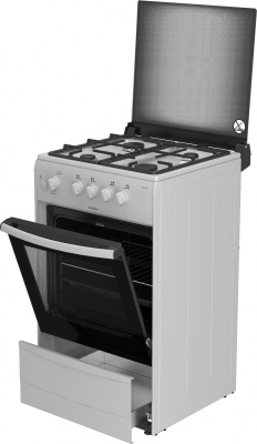 Плита Газовая Darina 1B1 GM 441 008 W белый/черный (стеклянная крышка) реш.чугун