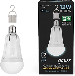 Лампа светодиодная Gauss 102002212 12Вт цок.:E27 груша 220B св.свеч.бел.нейт. (упак.:1шт)
