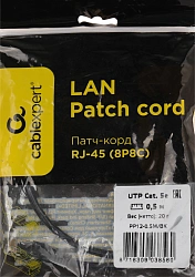 Патч-корд Premier PP12-0.5M/BK 1000Гбит/с UTP 4 пары cat.5E CCA molded 0.5м черный RJ-45 (m)-RJ-45 (m)