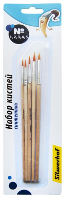 Набор кистей Silwerhof 980089 Народная кол-ция (наб.5шт) синтетика №1-5 дерев.ручка