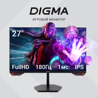 Монитор Digma 27" Overdrive 27P511F черный IPS LED 1ms 16:9 HDMI M/M матовая 300cd 178гр/178гр 1920x1080 180Hz G-Sync FreeSync DP FHD 5.8кг