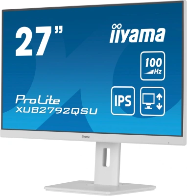 Монитор Iiyama 27" ProLite XUB2792QSU-W6 белый IPS LED 0.4ms 16:9 HDMI M/M матовая HAS Piv 250cd 178гр/178гр 2560x1440 100Hz DP WQ USB 6.1кг