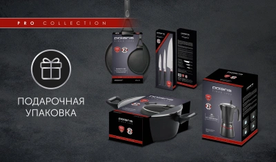 Кастрюля Polaris Pro collection 24C 4.1л. d=24см (с крышкой) черный (017171)