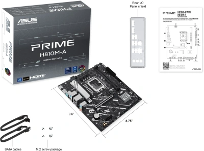 Материнская плата Asus PRIME H810M-A-CSM Soc-1851 Intel H810 2xDDR5 mATX AC`97 8ch(7.1) GbLAN RAID+HDMI+DP