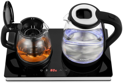 Чайный набор Kitfort КТ-6181 2л. 1500Вт черный/нержавеющая сталь корпус: стекло/пластик