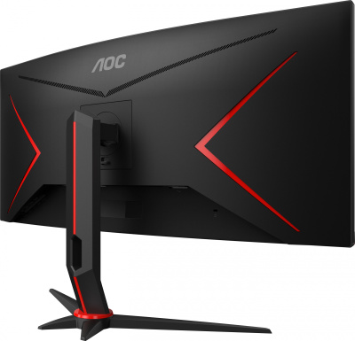 Монитор AOC 34" Gaming CU34G2X черный/красный VA LED 1ms 21:9 HDMI матовая HAS 300cd 178гр/178гр 3440x1440 144Hz FreeSync Premium DP Quad 2K (1440p) USB 8.1кг