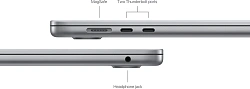 Ноутбук Apple MacBook Air A3114 M3 8 core 16Gb SSD256Gb/10 core GPU 15.3" Liquid Retina (2880x1864) macOS grey space WiFi BT Cam (MC9D4LL/A)