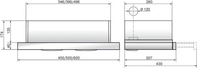 Вытяжка встраиваемая Elikor Интегра Glass 50Н-400-В2Д нержавеющая сталь/стекло черное управление: кнопочное (1 мотор)