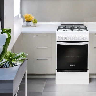 Плита Комбинированная Gefest 5102-02 белый (металлическая крышка) реш.чугун