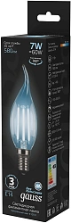 Лампа филам. Gauss Filament 7Вт цок.:E14 свеча 220B св.свеч.бел.нейт. CF35 (упак.:10шт) (104801207)