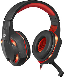 Наушники с микрофоном Defender Warhead G-370 черный/красный 2м накладные оголовье (64037)