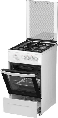 Плита Газовая Darina 1D1 GM 241 008 W белый/черный (стеклянная крышка) реш.чугун