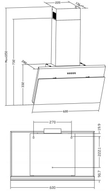 Вытяжка каминная Weissgauff Yota 60 PB белый управление: кнопочное (1 мотор)