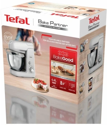 Кухонная машина Tefal Bake Partner QB520B38 планетар.вращ. 1100Вт серый/серебристый