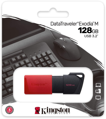 Флеш Диск Kingston 128GB DataTraveler Exodia M DTXM/128GB USB3.2 черный/красный