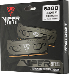 Память DDR4 2x32Gb 3600MHz Patriot PVS464G360C8K Viper Steel RTL Gaming PC4-28800 CL18 DIMM 288-pin 1.35В dual rank с радиатором Ret