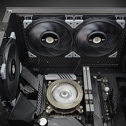 Вентилятор для корпуса Thermaltake Toughfan 14 140х140x25 черный 4-pin 33.2дБ (упак.:2шт) (CL-F085-PL14BL-A) Ret