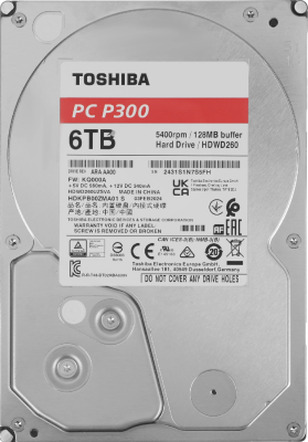 Жесткий диск Toshiba SATA-III 6TB HDWD260UZSVA Desktop P300 4KN (5400rpm) 128Mb 3.5"