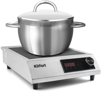 Плита Индукционная Kitfort КТ-142 серебристый/черный стеклокерамика (настольная)