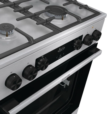 Плита Комбинированная Gorenje GKS6C70XF нержавеющая сталь (стеклянная крышка) реш.чугун