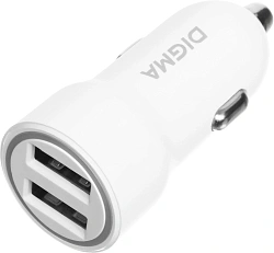 Автомобильное зар./устр. Digma DGC1С 12W 2.4A 2xUSB белый (DGC1C2LX22WH)