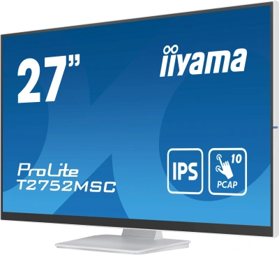 Монитор Iiyama 27" ProLite T2752MSC-W1 белый IPS LED 5ms 16:9 HDMI M/M матовая 1000:1 400cd 178гр/178гр 1920x1080 60Hz DP FHD USB Touch 6.7кг