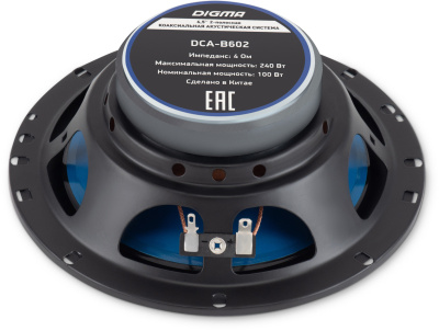 Колонки автомобильные Digma DCA-B602 240Вт 90дБ 4Ом 16.5см (6 1/2дюйм) (ком.:2кол.) коаксиальные двухполосные