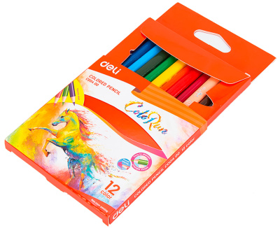 Карандаши цв. Deli EC00400 ColoRun трехгран. тополь 12цв. коробка/европод.