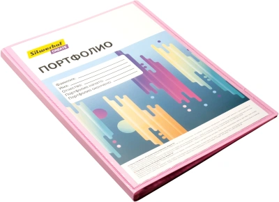 Папка-портфолио с 40 прозр.вклад. Silwerhof Create A4 пластик 0.7мм карм.на лиц.стор. розовый