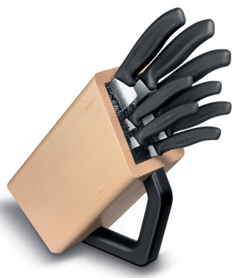 Набор ножей кухон. Victorinox Swiss Classic Cutlery Block (6.7173.8) компл.:8предм. с подставкой черный подар.коробка