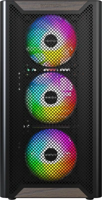 Корпус Montech XR Wood черный без БП ATX 3x120mm 2xUSB3.0 audio bott PSU