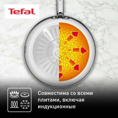 Сковорода Tefal Intuition B8170444 круглая 24см покрытие: Titanium ручка несъемная (без крышки) стальной (2100125769)