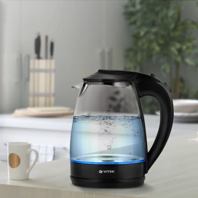 Чайник электрический Vitek VT-1122 1.7л. 2200Вт прозрачный корпус: стекло/пластик