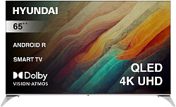 Телевизор QLED Hyundai 65" H-LED65QBU7500 Android TV Frameless черный/серебристый 4K Ultra HD 60Hz DVB-T DVB-T2 DVB-C DVB-S DVB-S2 USB WiFi Smart TV