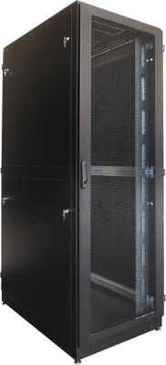 Шкаф серверный ЦМО (ШТК-М-42.8.10-48АА-9005) напольный 42U 800x1050мм пер.дв.перфор. 2 бок.пан. задн.дв.двуст. направл.под закл.гайки 1200кг черный 850мм