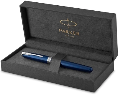 Ручка перьев. Parker Sonnet Core F539 (1945364) LaqBlue CT M сталь нержавеющая подар.кор.