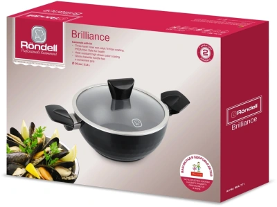 Кастрюля Rondell Brilliance RDA-771 2л. d=20см (с крышкой) черный
