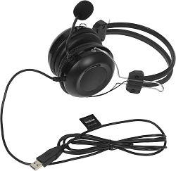 Наушники с микрофоном A4Tech HU-35 черный 2м накладные USB оголовье