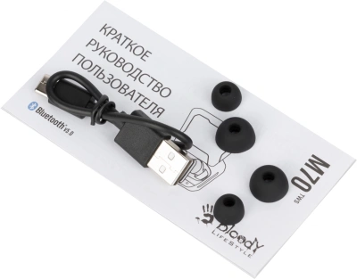 Гарнитура внутриканальные A4Tech Bloody M70 черный/красный беспроводные bluetooth в ушной раковине (M70 BLACK+ RED)