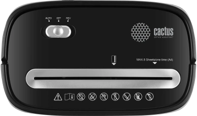 Шредер Cactus CS-SH-P4 черный (секр.P-4) фрагменты 8лист. 15лтр. скрепки скобы пл.карты