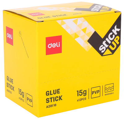 Клей-карандаш Deli EA20110 15гр корп.желтый ПВП дисплей картонный усиленный Stick UP