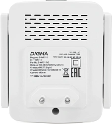Повторитель беспроводного сигнала Digma D-WR310 (D-WR310V2) N300 Wi-Fi белый