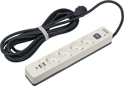 Сетевой фильтр Powercom SP-01 USB2A1CW 3,0М 3.0м (4 розетки) белый/серый (коробка)