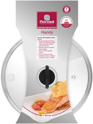 Крышка Rondell Handy RDA-1686 d=24см крыш.прозрачный руч.черная