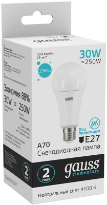 Лампа светодиодная Gauss Globe Elementary 30Вт цок.:E27 груша 220B 4100K св.свеч.бел.нейт. А67 (упак.:1шт) (73229)