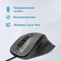 Мышь Оклик 504M черный/серый оптическая 3600dpi silent USB 6but (2004741)