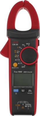 Клещи токоизмерительные RGK CM-20 цифр. измер.ток:переменный/постоянный черный/красный (779692)