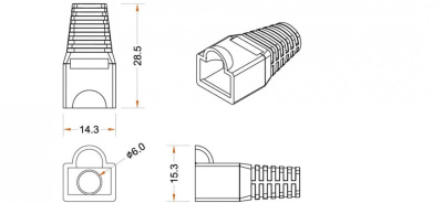 Колпачок Hyperline (BOOT-BK-10) д.28.5мм ш.14.3мм в.15.3мм черный (упак.:10шт)