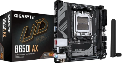 Материнская плата Gigabyte B650I AX SocketAM5 AMD B650 2xDDR5 mini-ITX AC`97 8ch(7.1) 2.5Gg RAID+HDMI+DP